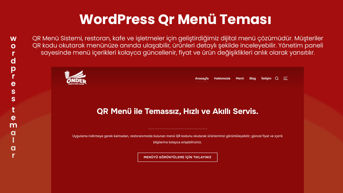 WordPress QR Menü Sistemi ana sayfa örneği