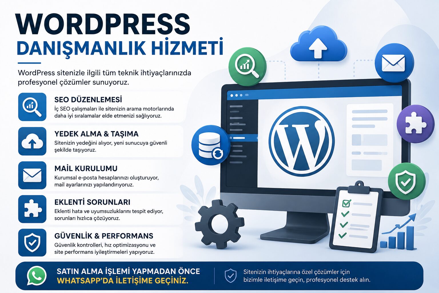 WordPress danışmanlık ve teknik destek hizmetleri infografik