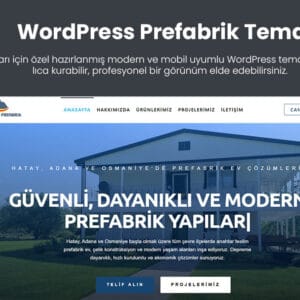 WordPress prefabrik firma teması ana sayfa görüntüsü